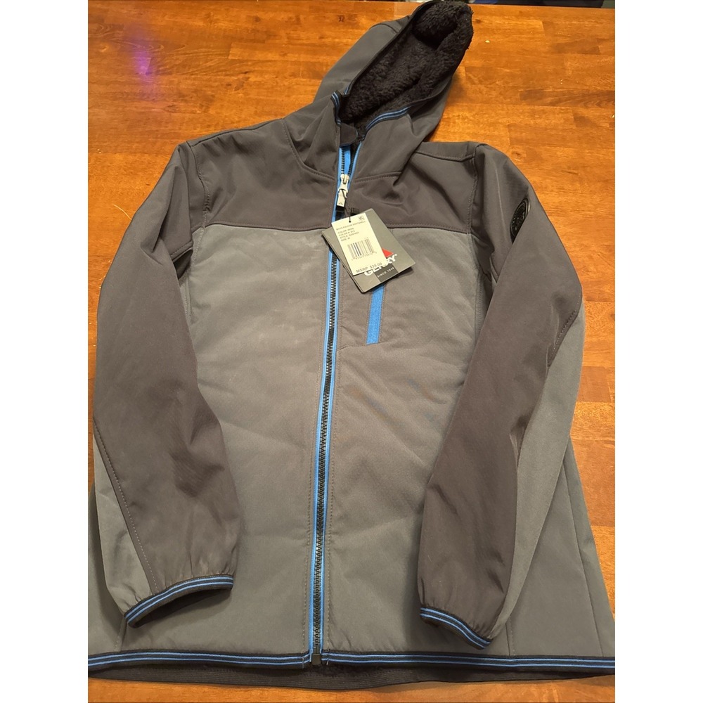 NWT Gerry Boys M Falcon Softshell Black Jacket Coat Full Zip Gray Blue